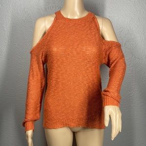 Charlotte Russe Rusty Burnt Orange Open Shoulder Open Knit Top Size XS